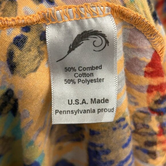 Feather Womens Abstract Multicolor Tunic Burnout Top Size 2 Combed Cotton Blend - Picture 6 of 10